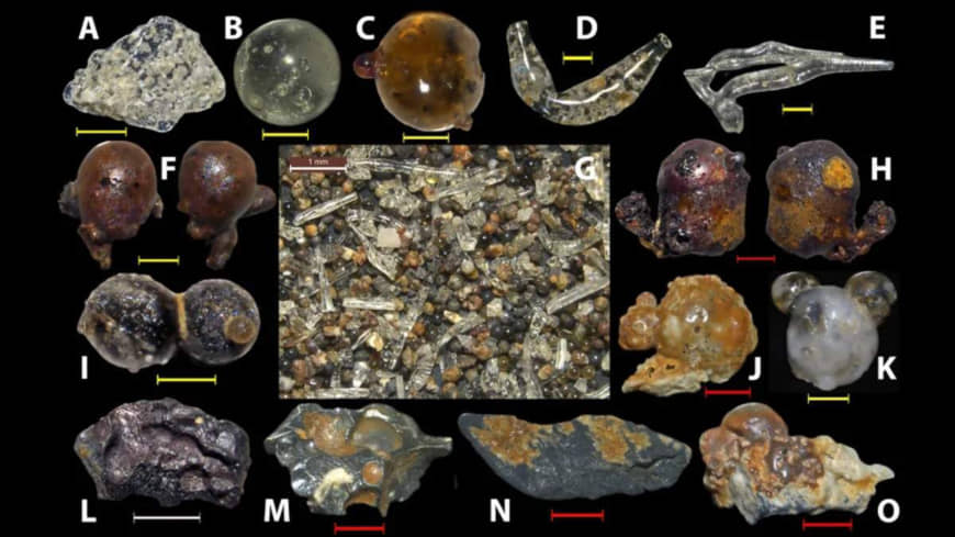 Examples of the range of nuclear fall-out particles collected from beaches on Motoujima Peninsula, near Hiroshima. | MARIO WANNIER