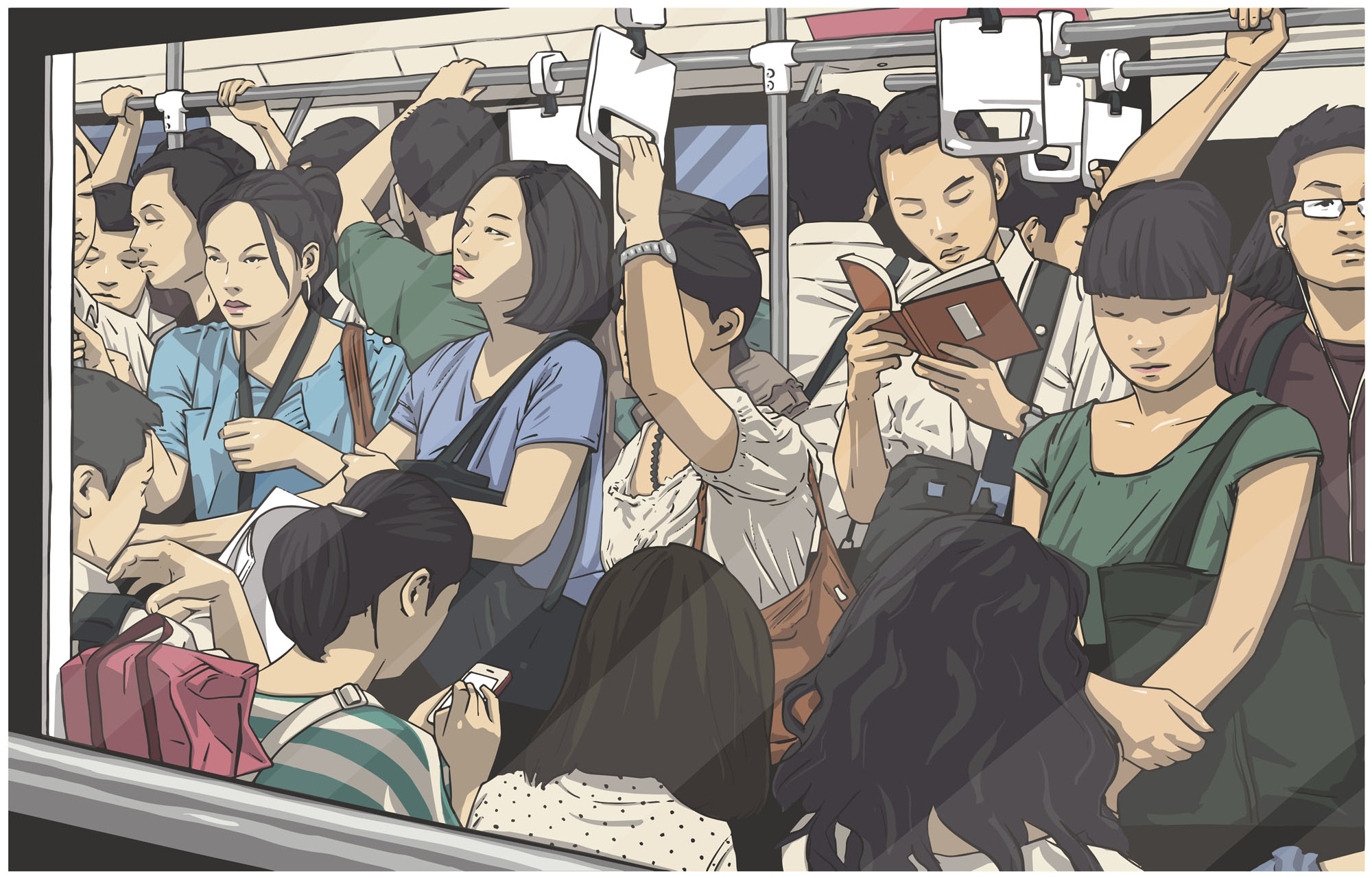 Train trauma: A post about clip-on hair extensions on social media sparked debate on ways to prevent groping on public transport in Japan. | GETTY IMAGES