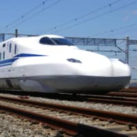 Central Japan Railway Co. conducts a test run Wednesday of its new battery-powered shinkansen in Mishima, Shizuoka Prefecture. | KYODO