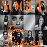This photo received in London, issued on Sunday by Kensington Palace, shows the cover of British Vogue\'s September issue, titled \"Forces for Change,\" showing photographs by Peter Lindbergh. The issue is guest edited by Britain\'s Meghan, Duchess of Sussex. | PETER LINDBERGH / KENSINGTON PALACE / VIA AFP-JIJI
