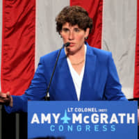 Democratic congressional candidate Amy McGrath thanks all her supporters after appearing at her election night party in Richmond, Kentucky, last Nov. 6. | REUTERS