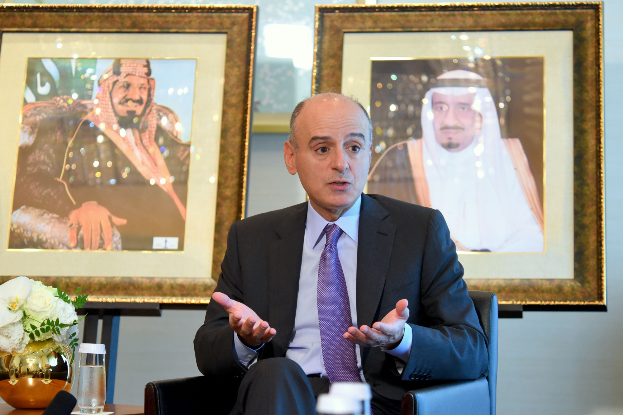 Saudi Arabian State Minister for Foreign Affairs Adel al-Jubeir speaks during an interview in Tokyo on Tuesday. | SATOKO KAWASAKI