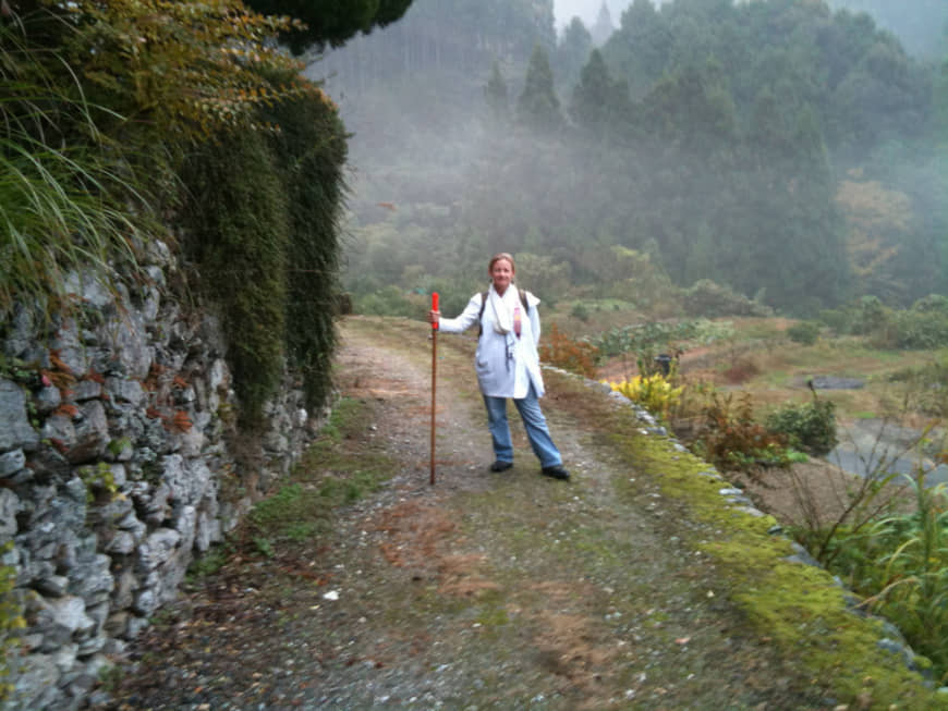 The pensive path: Amy Chavez stands on a path that is part of the Shikoku Pilgrimage, a journey that takes in 88 temples in the prefectures of Tokushima, Kochi, Ehime and Kagawa. | AMY CHAVEZ