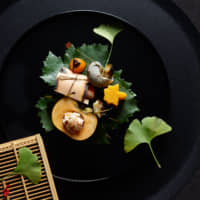 A zensai plate of appetizers and mizugashi summer dessert &#8212; just two of the dishes prepared by Hitoshi Miyazawa for Ishizuka in Melbourne, Australia. | KRISTOFFER PAULSEN