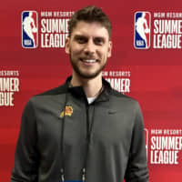 Phoenix Suns player development coach Riccardo Fois poses for a photo on Thursday at Thomas &amp; Mack Center in Las Vegas. The Italian believes Washington Wizards first-round draft choice Rui Hachimura will be successful in the NBA. | KAZ NAGATSUKA