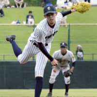 Ofunato High School pitcher Roki Sasaki clocked 160 kph (99.4 mph) on Sunday in the fourth round of the Iwate Prefecture summer tournament. The highly touted right hander is being pursued by several NPB and MLB clubs. | KYODO