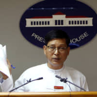 Myanmar\'s government spokesman, Zaw Htay, talks to journalists during a press briefing at the Presidential Palace in Naypyitaw Friday. Myanmar and Bangladesh are making a second attempt to start repatriating Rohingya Muslims after more than 700,000 of them fled a security crackdown in Myanmar almost two years ago, the U.N. refugee agency said Friday. | AP