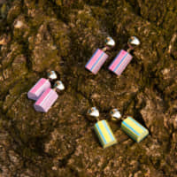Paper cuts: A selection of Shiori Aiba\'s earrings made from layered paper. | SHIORI AIBA
