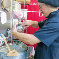 Not just the camera guy: Iwama sibling No. 3, Takashi, makes matcha-flavored sweets using kudzu starch. | ANNE-MARIE GOH