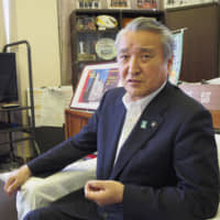 Kamaishi Mayor Takenori Noda speaks during an exclusive interview with The Japan Times at Kamaishi City Office on July 26. Noda, 66, has been in the position since 2008. | HIROSHI IKEZAWA