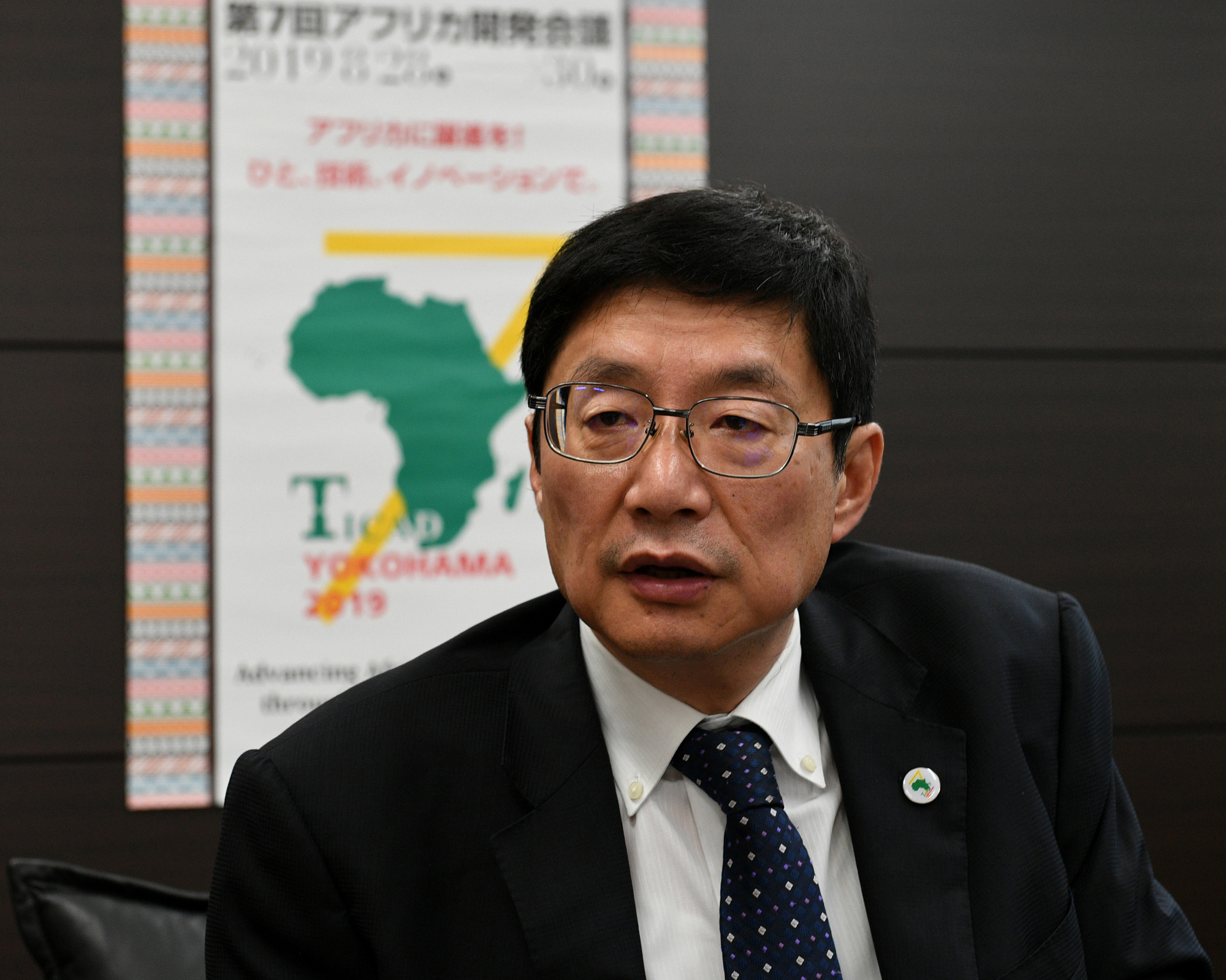 Shigeru Ushio, director-general of the African Affairs Department of the Foreign Ministry, speaks during an interview at the ministry on Aug. 2. | YOSHIAKI MIURA