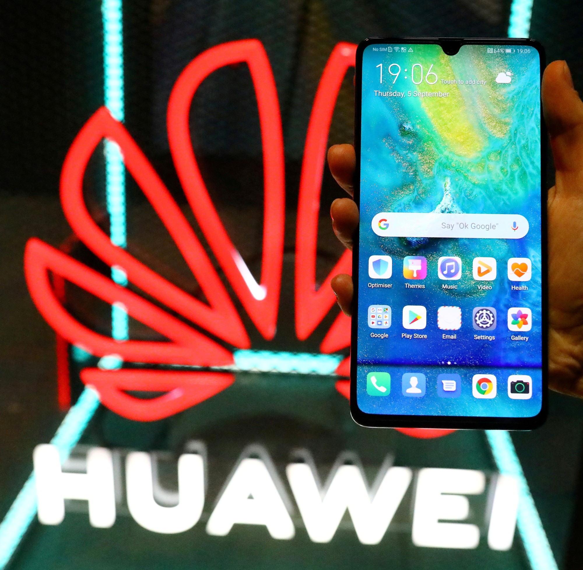 The Huawei Mate 20 X (5G) is pictured at the IFA consumer tech fair in Berlin Sept. 5. | REUTERS