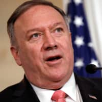 U.S. Secretary of State Mike Pompeo speaks to the media at the State Department in Washington Saturday. | REUTERS