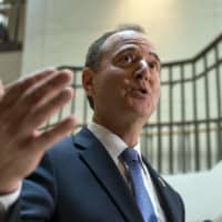 House Intelligence Committee Chairman Adam Schiff speaks to reporters after the panel met behind closed doors with national intelligence inspector general Michael Atkinson about a whistleblower complaint, at the Capitol in Washington Sept. 19. | AP