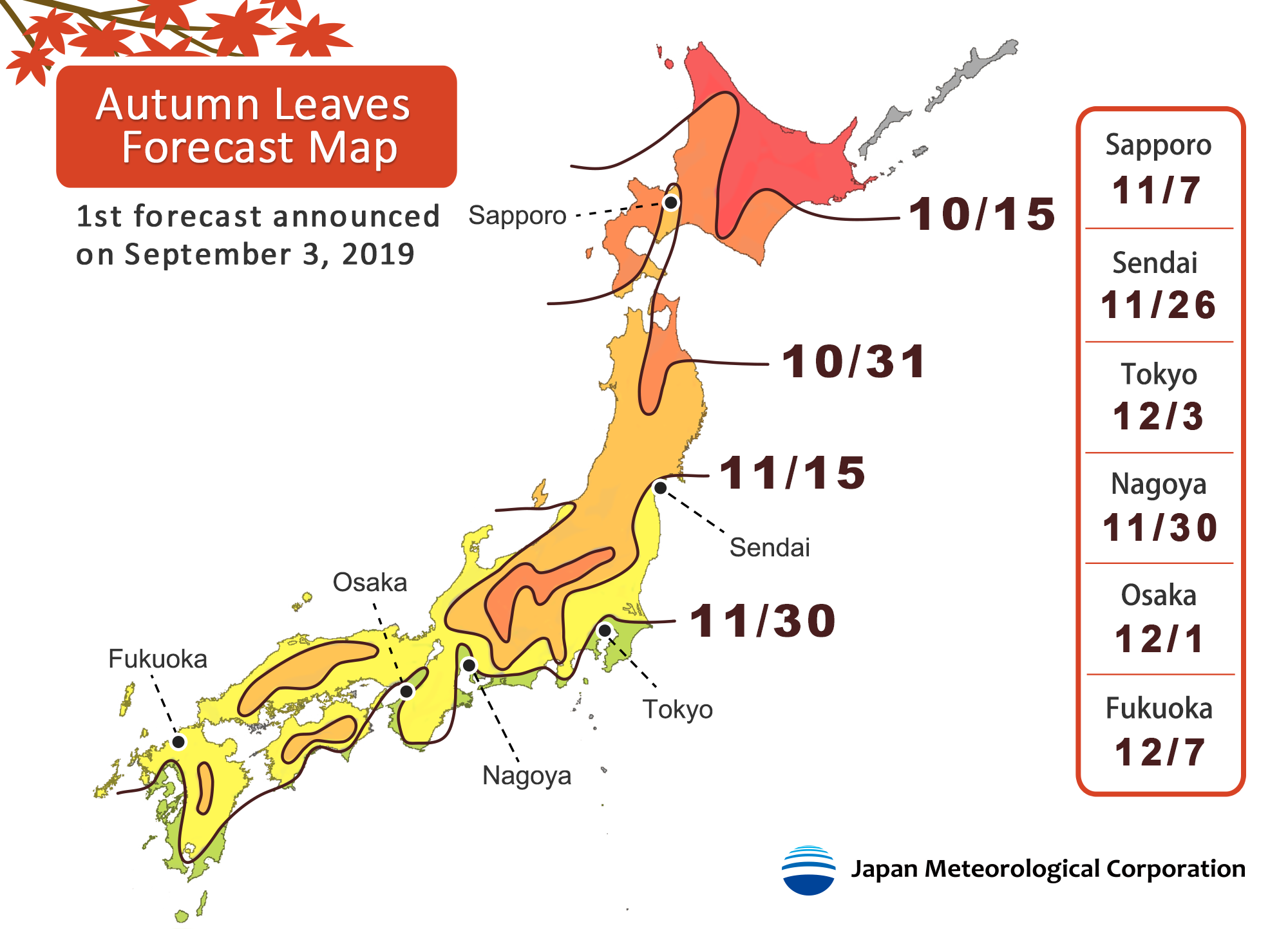 High temperatures may delay appearance of autumn foliage in Japan