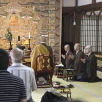 A Buddhist memorial service is held in Kyoto on Thursday morning, the 49th day since the deaths of the victims of the Kyoto Animation Co. arson attack. | KYODO