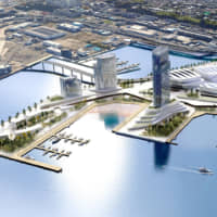 An artist rendering shows Yokohama\'s plan for an \"integrated resort\" that includes casinos. | COURTESY OF YOKOHAMA