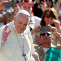 Up for a visit: It was announced that Pope Francis will visit Japan in November and that he will stop in the cities of Tokyo, Hiroshima and Nagasaki. | REUTERS