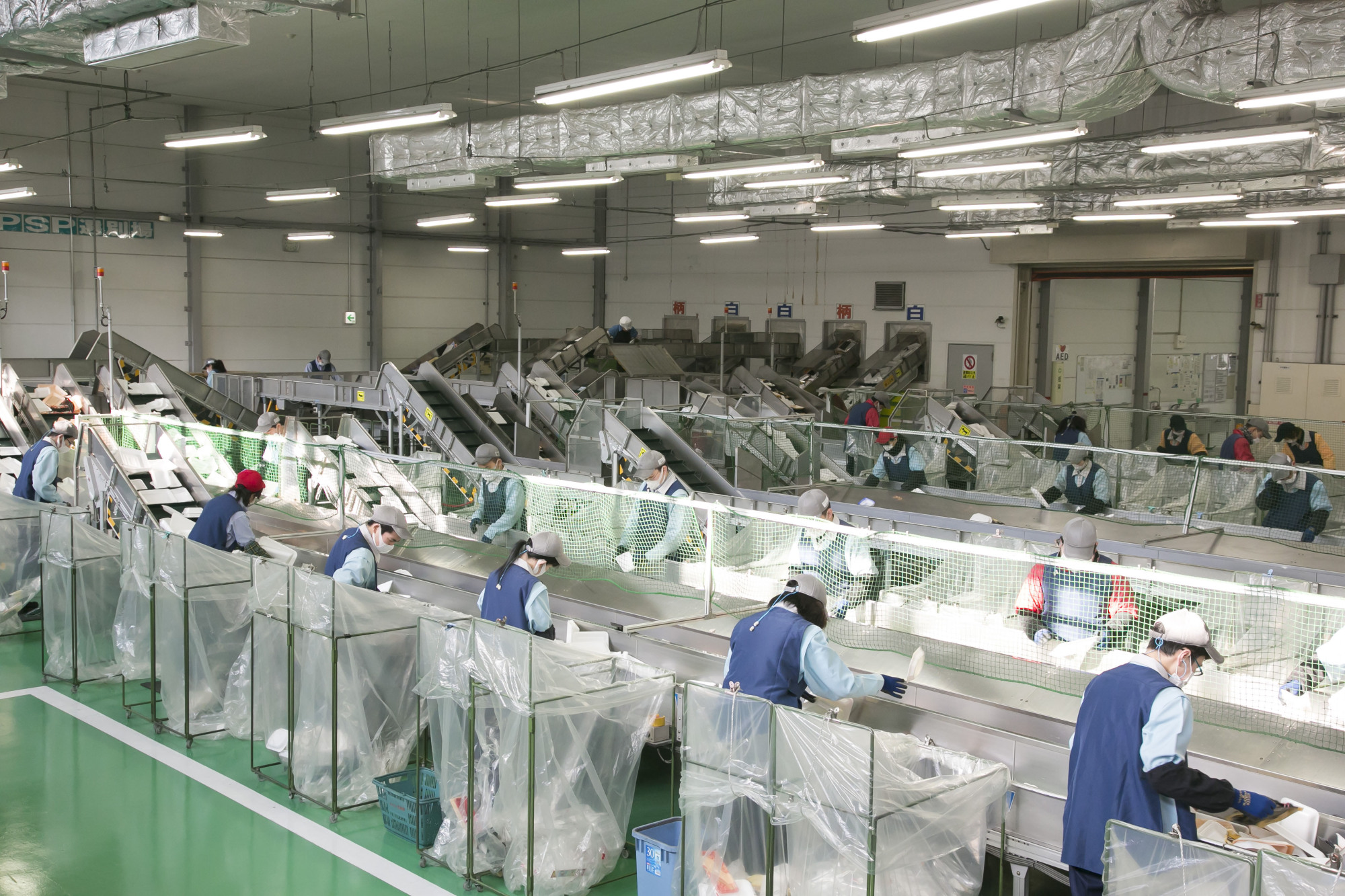 Workers with disabilities sort food trays at one of FP Corp.'s plants. | FP CORP.
