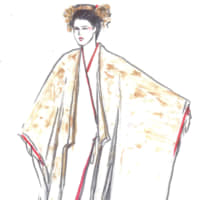 One of Takada\'s sketches of a costume for the opera \"Madama Butterfly.\" | © KENZO TAKADA