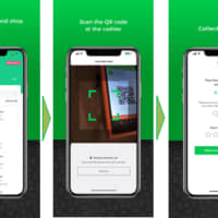 A graphic shows the process for withdrawing cash from registers in retail shops via a smartphone application offered by Singaporean fintech startup Socash Pte. Ltd. | JCB CO. / VIA NNA / KYODO
