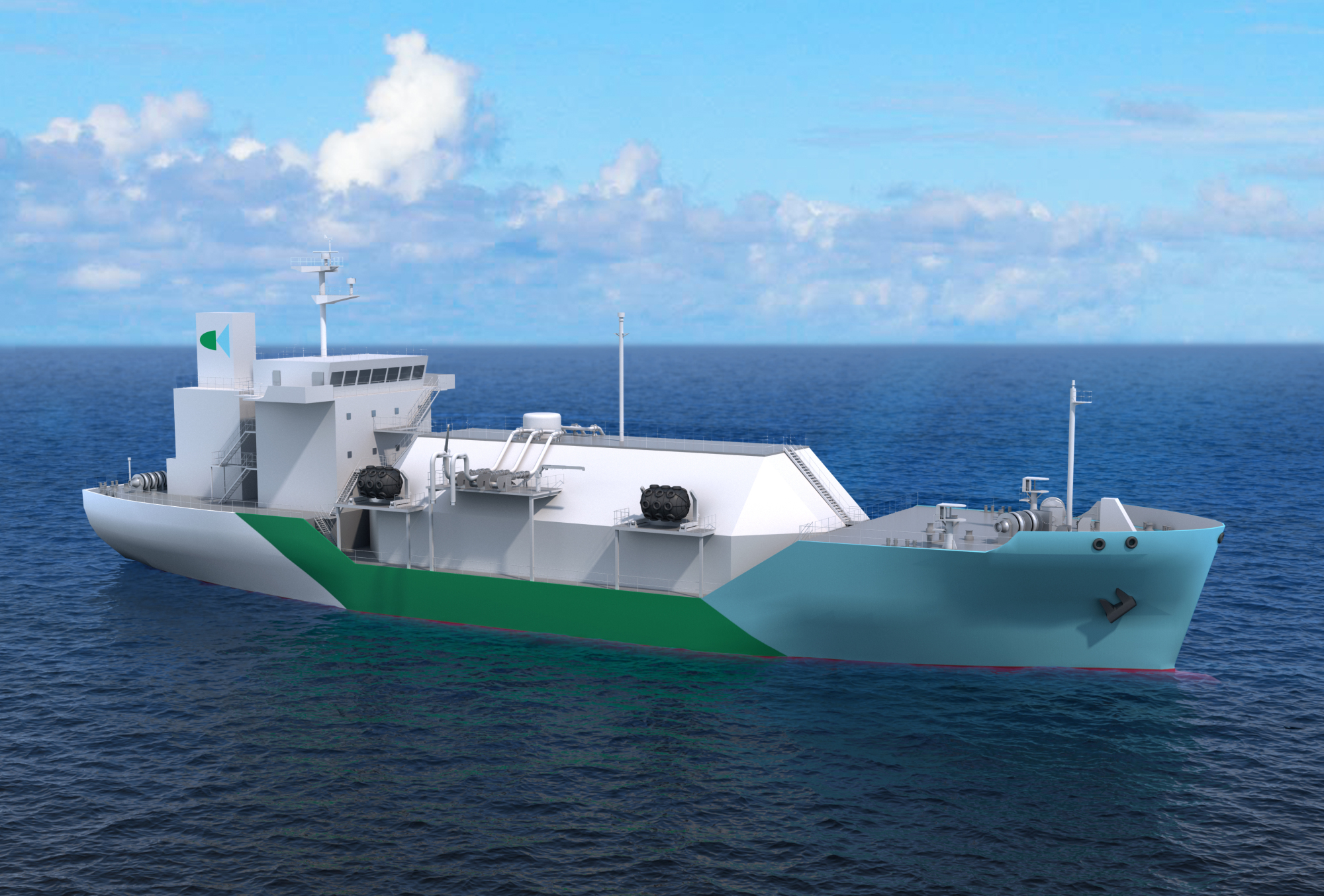 This digital illustration shows Japan's first liquefied natural gas (LNG) bunkering vessel, which is being built by a consortium of Japanese firms. | JERA CO.