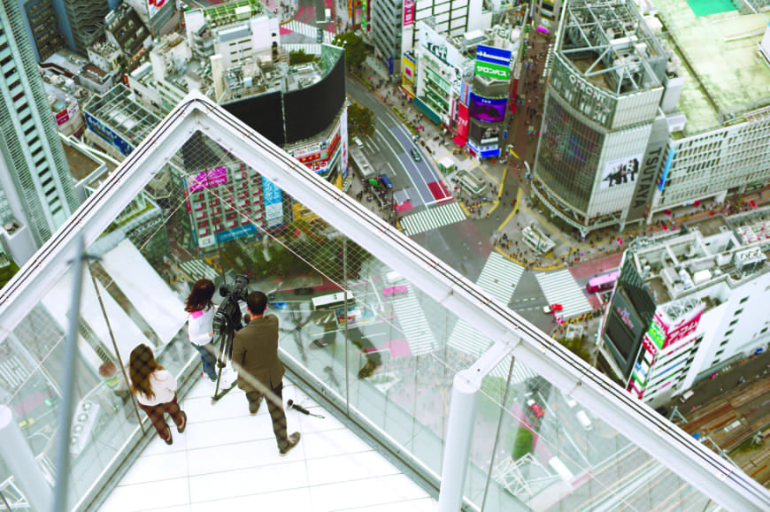 A view from the rooftop of Shibuya Scramble Square is seen on Thursday during a media preview for the new facility, slated to open Nov. 1. The 230-meter building is the tallest in the bustling Tokyo district. | RYUSEI TAKAHASHI