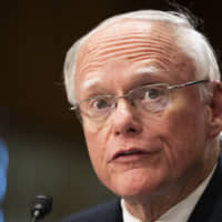 James Jeffrey, special representative for Syria Engagement and special envoy to the Global Coalition to Defeat Islamic State, testifies before a Senate Foreign Relations hearing on assessing the impact of Turkey\'s offensive in northeast Syria, on Capitol Hill in Washington Tuesday. | AP