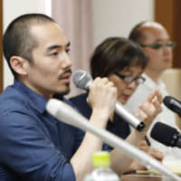 Director Miki Dezaki speaks in June during a news conference regarding his controversial film \"Shusenjo: The Main Battleground of the Comfort Women Issue.\" | KYODO