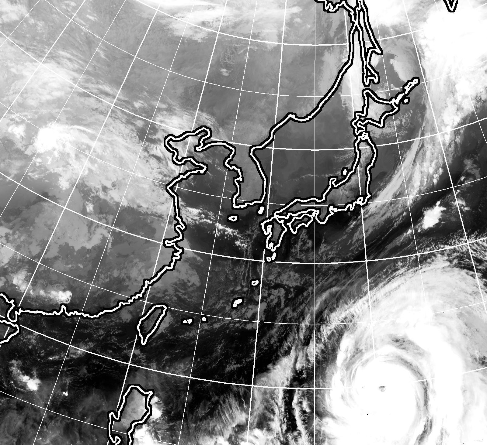 An image captured by the Himawari-8 weather satellite shows Typhoon Hagibis located in the south of Japan as of 9 a.m. Wednesday. | KYODO