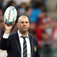 Australia coach Michael Cheika has resigned following Saturday\'s quarterfinal loss to England in the Rugby World Cup. | REUTERS