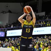 Brex guard Hironori Watanabe, seen in a February file photo, was one of six Utsunomiya players to reach double figures in points on Saturday against the visiting SeaHorses. Watanabe finished with 13 points in a 92-86 victory over Mikawa. | B. LEAGUE