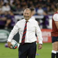 England coach Eddie Jones watches his team on the field before Saturday\'s semifinal. | AP
