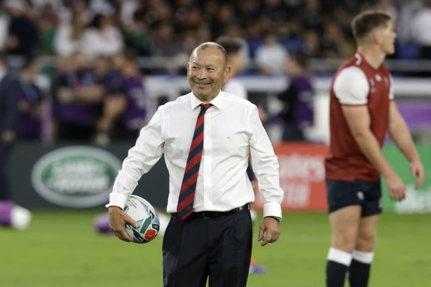 England coach Eddie Jones watches his team on the field before Saturday's semifinal. | AP