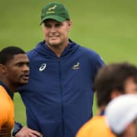 South Africa coach Rassie Erasmus and his team have enjoyed their stay in Japan during the Rugby World Cup. | AFP-JIJI