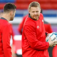 Wales\' James Davies takes part in a training session at  International Stadium Yokohama on Friday. | AFP-JIJI