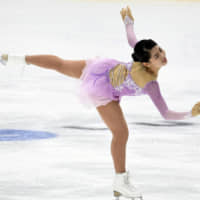 Yuhana Yokoi performs her free skate during the Finlandia Trophy in Espoo, Finland, on Sunday. | AP