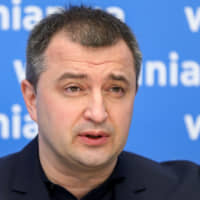 Deputy Head of the Department of International Legal Cooperation of the Prosecutor General\'s Office of Ukraine Kostiantyn Kulyk attends a news conference in Kyiv in April. | REUTERS