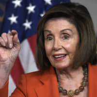 House Speaker Nancy Pelosi speaks during a news conference on Capitol Hill in Washington Thursday. | AP