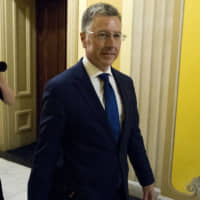Kurt Volker, a former special envoy to Ukraine, leaves after a closed-door interview with House investigators at the Capitol in Washington Oct. 3. House investigators are releasing more transcripts Tuesday in the impeachment inquiry of President Donald Trump with hundreds of pages of testimony from two top diplomats dealing with Ukraine. | AP