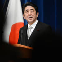 Returning Prime Minister Shinzo Abe holds his inaugural news conference on Dec. 26, 2012, at the Prime Minister\'s Office in Tokyo. | AFP-JIJI