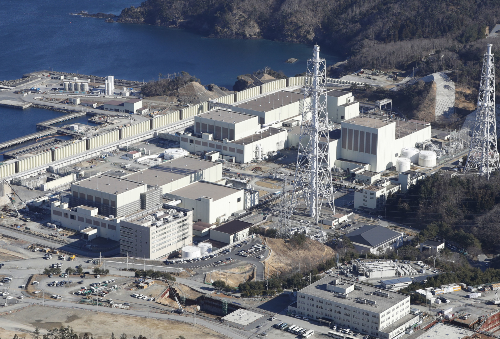 Tohoku Electric Power Co.'s Onagawa nuclear power plant in Miyagi Prefecture is seen on Feb. 18. | KYODO