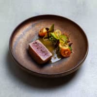 Pret-a-porter deluxe: A dish of tuna, avocado and kumquat from Esterre\'s menu, designed by French chef Alain Ducasse. | COURTESY OF ESTERRE