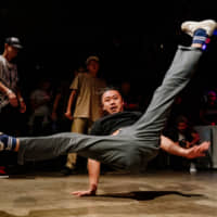A break dancer performs at the Vibration Urbaines Japan Cypher qualifier in Tokyo in July. | DAN SZPARA