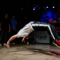 A break dancer performs at the Vibration Urbaines Japan Cypher qualifier in Tokyo in July. | DAN SZPARA
