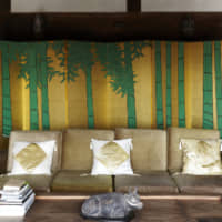 Golden glow: The vibrant green bamboo against a gold-leaf background on this six-panel screen from the Taisho Era (1912-26) transforms the dark interior of an old Japanese house into a bright, even sylvan space. The use of bamboo as a sole motif is rare in byōbu paintings. | REUTERS