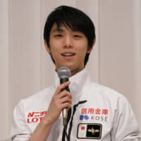 Yuzuru Hanyu speaks at a news conference in Sapporo last week at the NHK Trophy. | AP