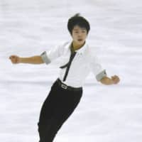 Shun Sato, seen competing in the men\'s short program on Saturday, is in third place entering the free skate on Sunday. | KYODO