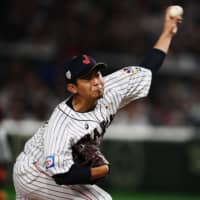 Japan\'s Shota Imanaga throws against Mexico during their Premier12 Super Round game on Wednesday at Tokyo Dome. | AFP-JIJI