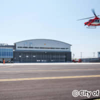A new Sendai City Fire Aviation Corps facility that opened last April. After being displaced in March 2011, the corps had been renting facilities from other organizations. | SENDAI CITY